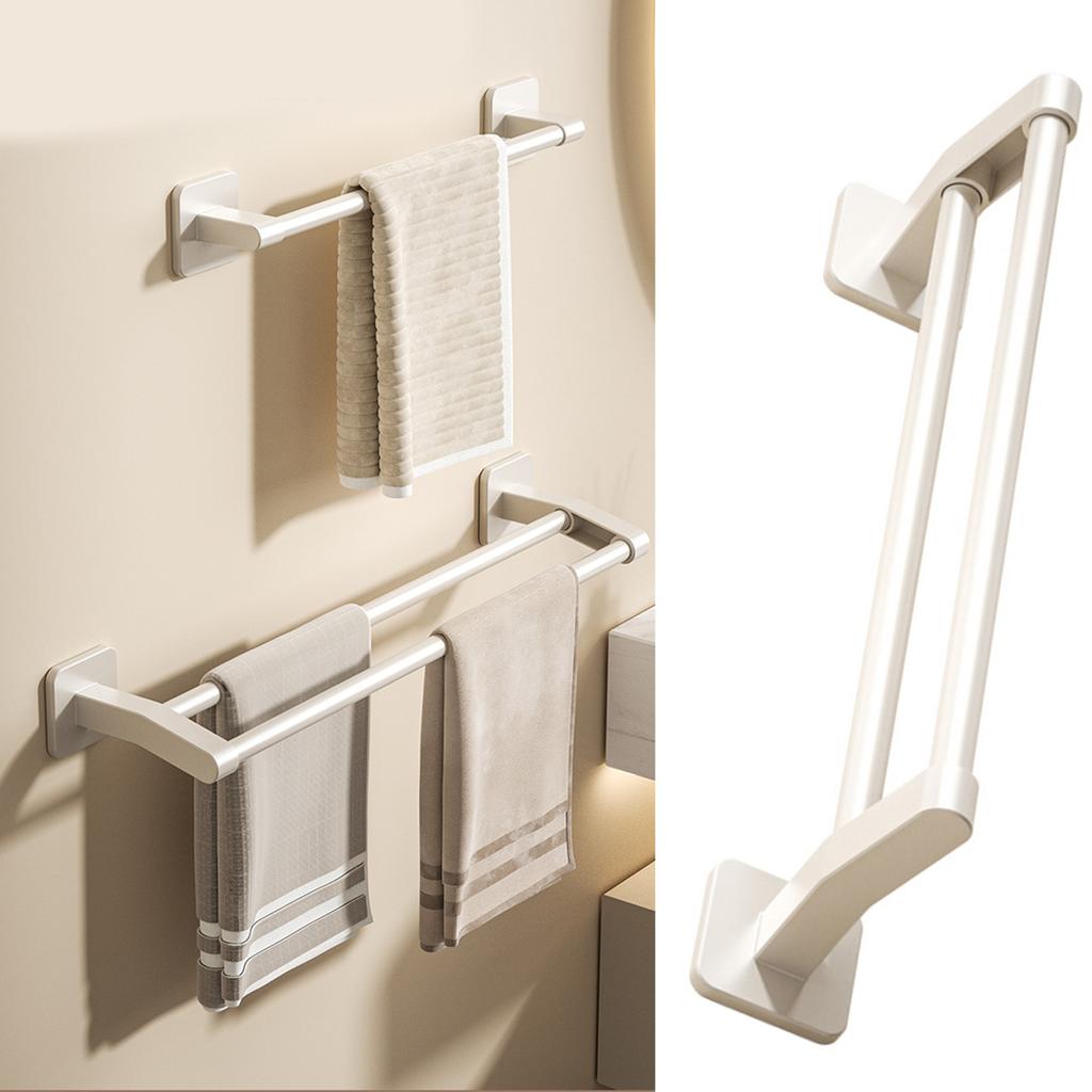Strong Adhesive Plastic Bathroom Towel Rack Wall Mounted Space Saving Storage Shelf Large Load-bearing Towels Hanger