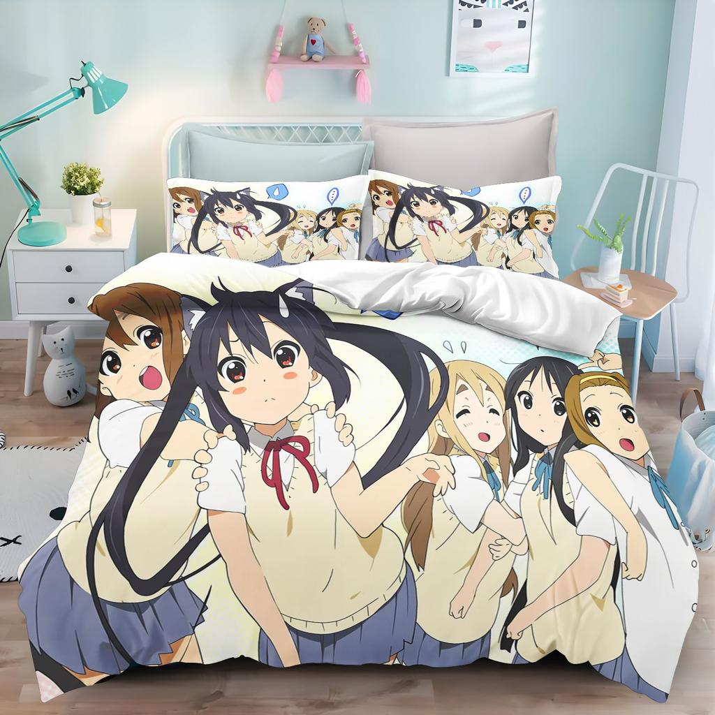 Anime Maid Girls Duvet Cover Set K-ON! Kawaii Pink Bedding Pillowcases Soft Comforter Cover for Girls Women Queen King Size