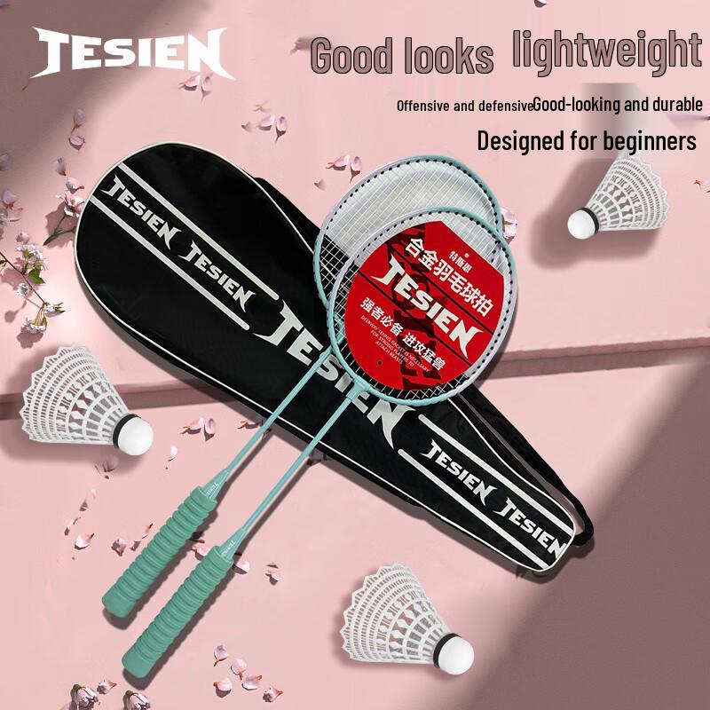 TESIEN Foam Handle Badminton Racket Set
