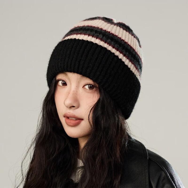 Women s Colorful Striped Earflap Beanie M (56-58cm)