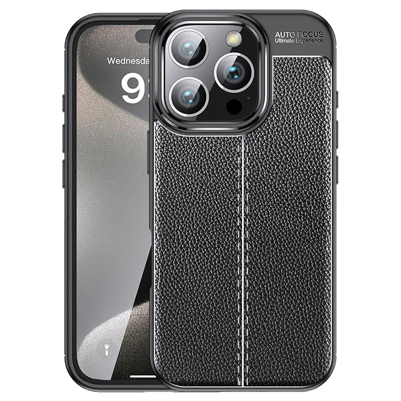 For iPhone 16 Pro Case Litchi Texture Shockproof TPU Phone Cover