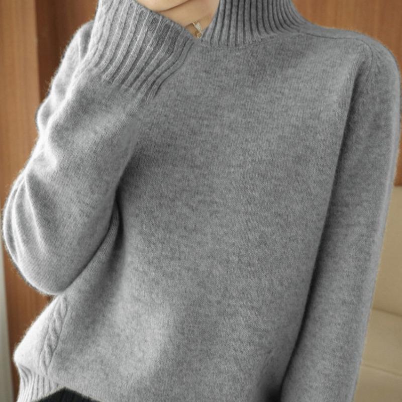 Autunno e Inverno Nuovo Maglione Base Lavorato a Maglia a Collo Semi-Alto Donna Top Moda Manica Lunga Spesso Aderente Pullover Maglioni Donna Elegante Jumper 25279