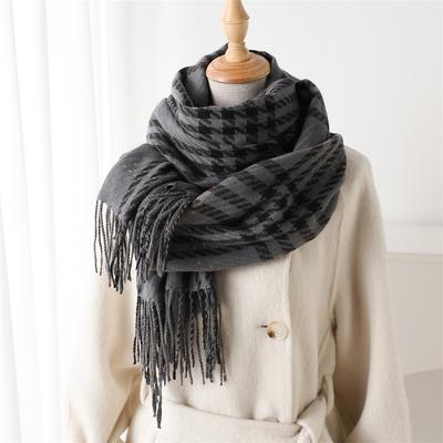 Houndstooth Scarf Men Women Autumn Winter Cashmere Scarves Wrap Student Fashion Thicken Warm Long Tassel Shawl Lady Bufanda