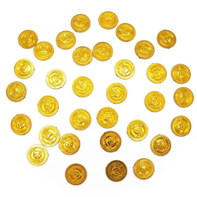 10 Stück Piraten Goldmünzen Plastik Goldmünzen Requisiten Spielzubehör Lustiges Spielzeug zum Spielen für Kinder Kinder Goldmünzen Requisiten (golden)