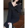 Chic Design Sense Niche Skirt Temperament Muse Fan High Sense Skinny Sexy Knitted Dress Women's Autumn and Winter