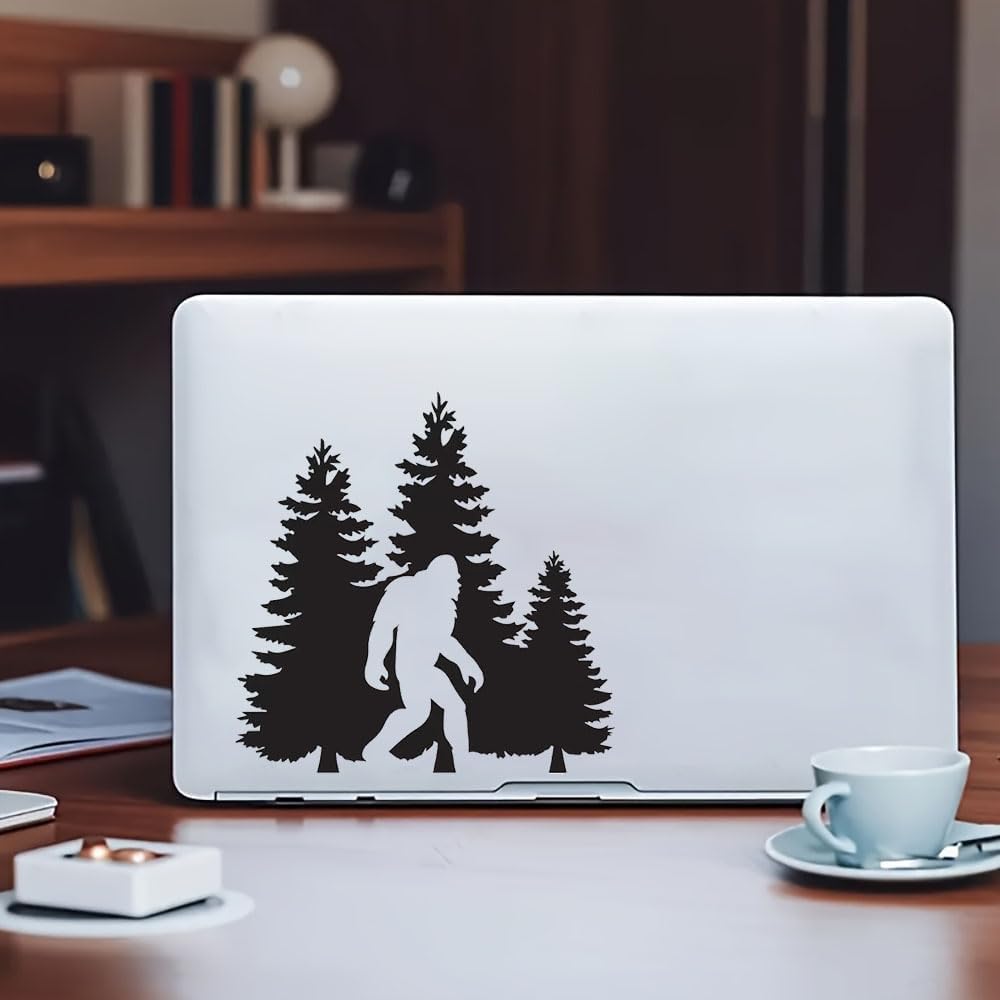 2 PCS Bigfoot Forest Scene Waterproof Vinyl DecaI Black Silhouette Stickers for Car Wall Laptop Removable Decorative Decals A-159