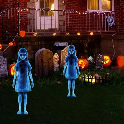 2 ks Klasická halloweenská zahradní dekorace Duch pro venkovní zahradu Strašidelná párty Snadná instalace Kolík Kovová dekorace Strašidelná dekorace s duchem