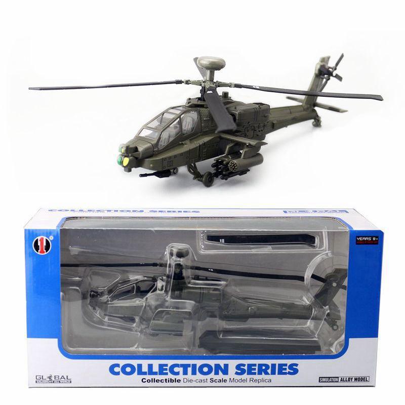 1/32 Apache Gevechtshelikopter Legering Diecast Vliegtuig Model Speelgoed Simulatie Geluid Licht Vliegtuig Model Collectie Jongen Vakantie Cadeaus gray