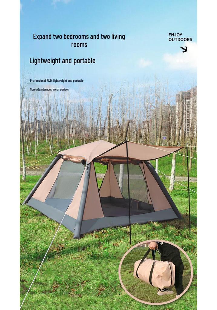 Portable Inflatable Tent: Instant Open, No-Setup, for 3-4 People Camping
