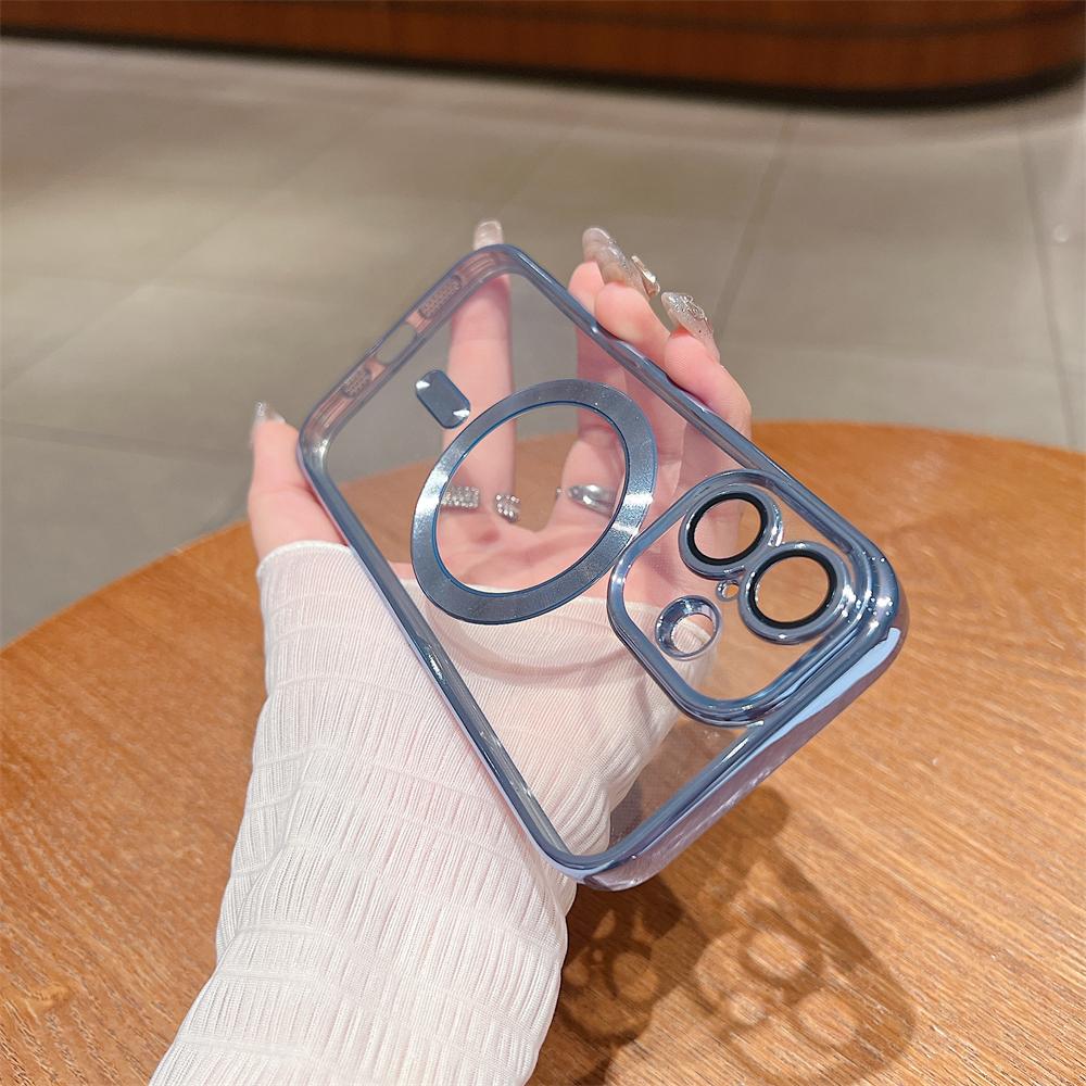 Luxury Plating Magnetic For Magsafe Clear Bumper Case For iPhone 16 15 14 13 12 11 Pro Max Plus XR XS 7 8 Wireless Charge Cover