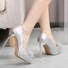 Fashion Pumps Women Shiny Pearl Flower Pointed Toe High Heels Party Nightclub Sandals Wedding Ladies Shoes