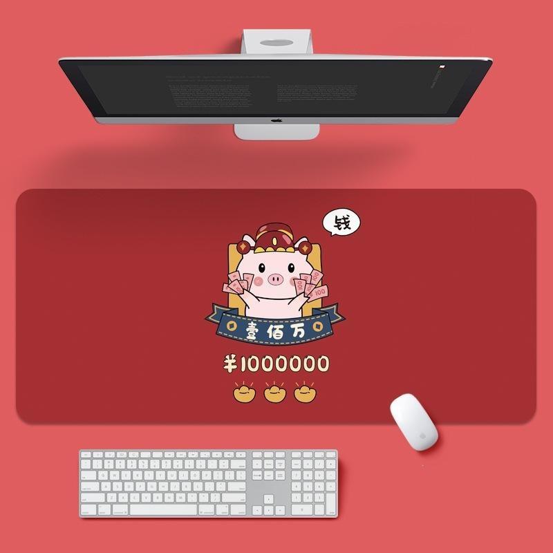 Large Extended Desk Mat Cute Cherry Pink Plaid Print Nonslip Base For Home Office Gaming Use