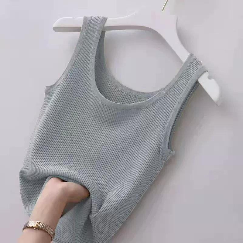 Sling Threaded Vest Women's Large Size Slim Fit Outer Wear Inner Bottoming Shirt Sleeveless Thin Vest