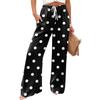 Women's Casual Dot Print Wide Leg Drawstring Pocket Beach Casual Pants