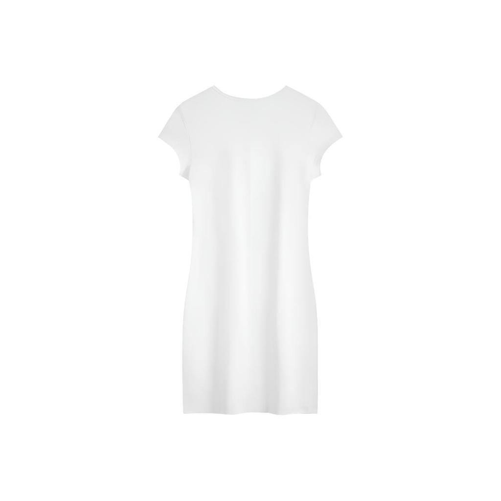 Calvin Klein Simple White Summer Collection Embroidered Letter Casual Cotton Comfortable Round Neck White Short Sleeve Dress Women dresses 40WI334
