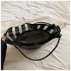 New largecapacity shoulder bag bag niche design knitted tote bag commuter versatile striped woven tote bag