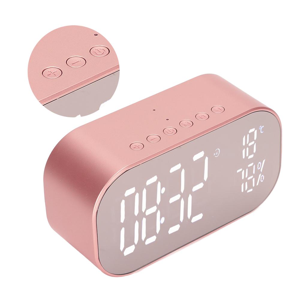 Alarm Clock Radio Multifunction FM Digital Radio Alarm Clock with Bluetooth Speaker for Home BedroomRose Gold