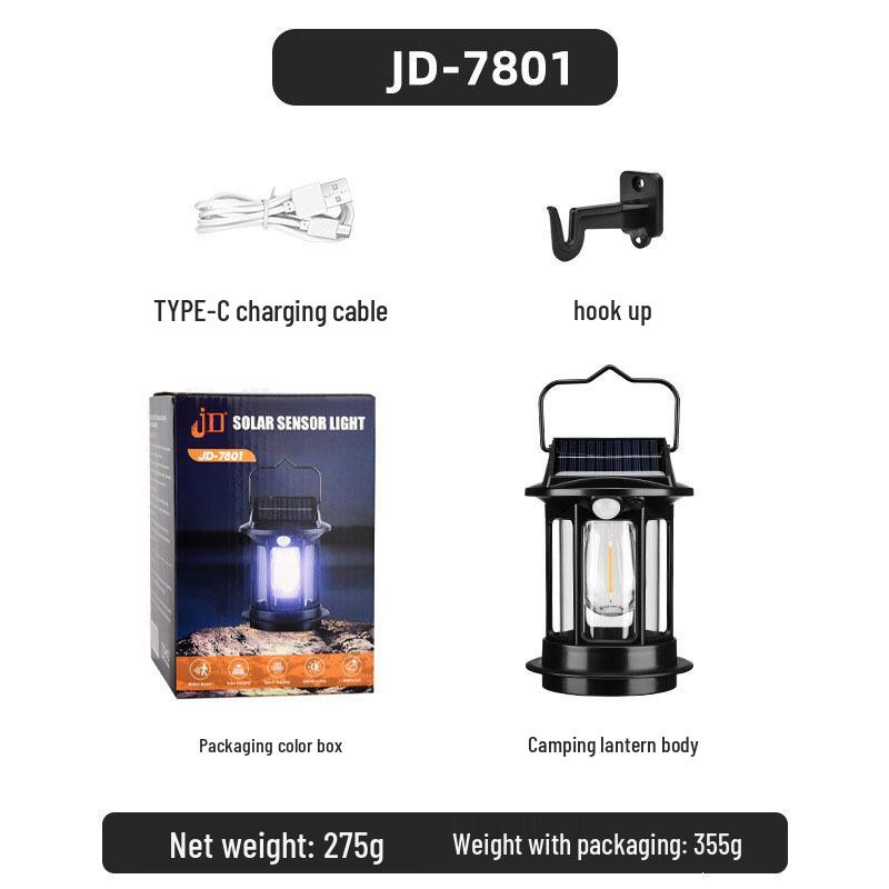 Smart Sensor Solar Camping Lantern & Multifunctional Handheld Spotlight