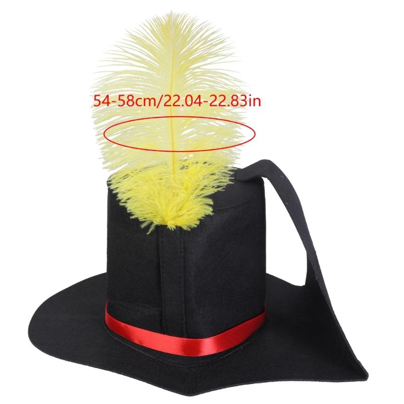 Elegant Black Festive Party Hat Soft  with Yellow Feather for Holiday Caroler Unisex Black Christmas Hat