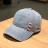 Retro Solid Color Denim Baseball Cap Stylish Fashioned Weathered Duckbill Hat Trendy Unisex Street Hip Hop Sunshade Cap