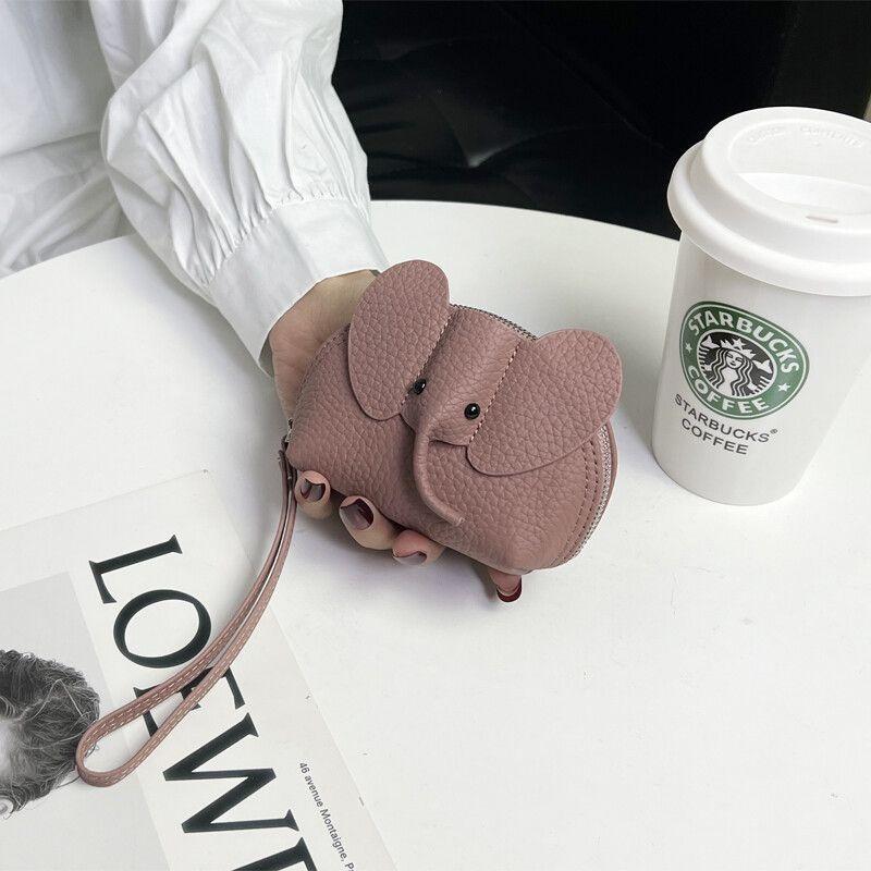 New Bag Pendant Women's Key Bag Creative Card Bag Leather Baby Elephant Change Bag Zipper Twist Lipstick Storage Bag