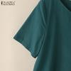 ZANZEA Women Casual V-Neck Summer Short Sleeve Cotton T-Shirts