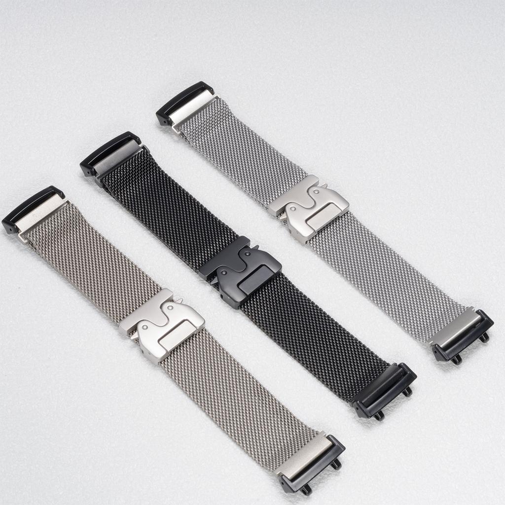 For Huami Amazfit T-Rex Pro A1918 Strap Parachute Clasp Milanese Stainless Steel Watch Band