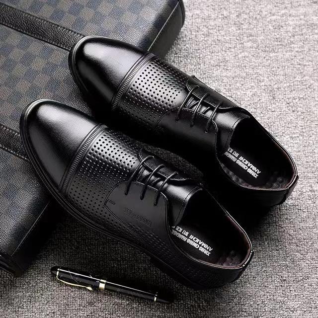 Leather shoes men's shoes 2025 hollow sandals business casual leather shoes men's summer formal dress hole shoes dad shoes