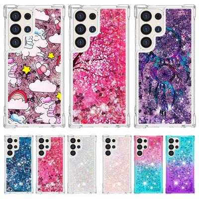 For Galaxy S24 Ultra Case Cartoon Painted Quicksand Liquid Cover On For Samsung Galaxy S23 S 24 Ultra S24 Plus Phone Case Funda