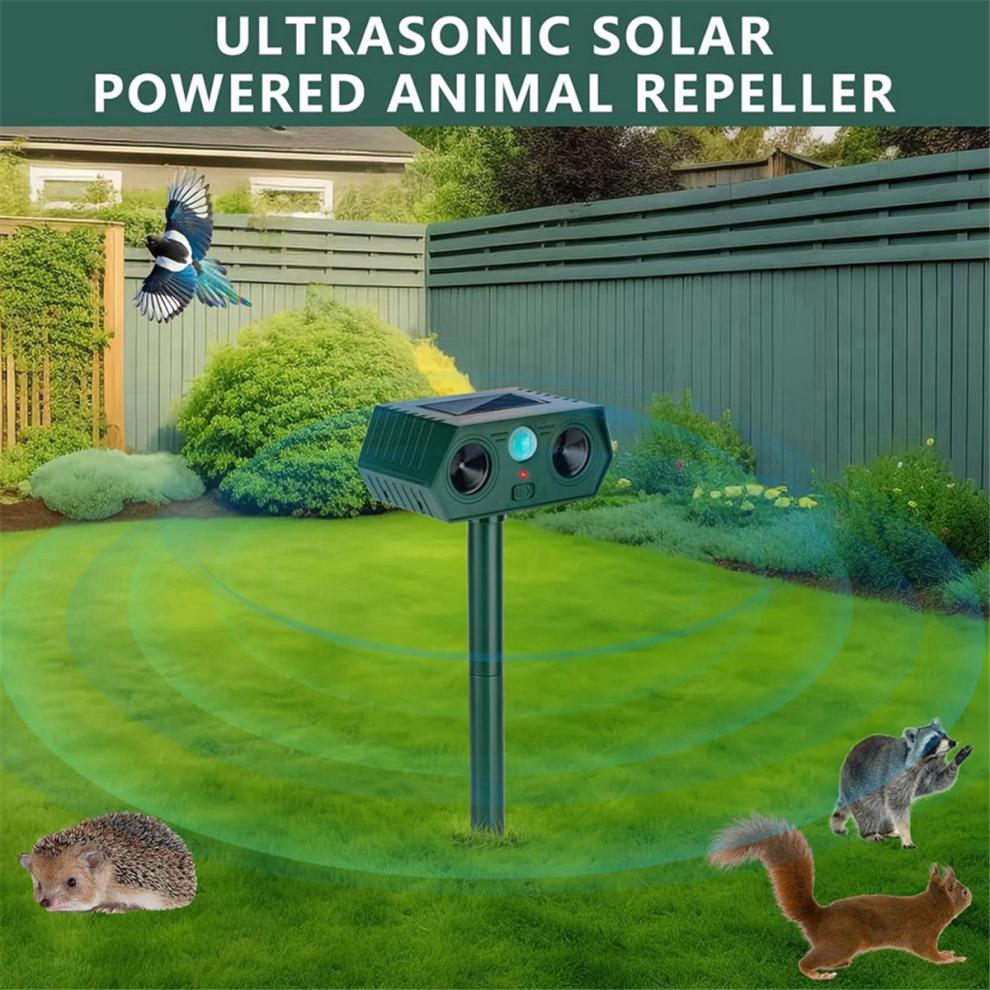 2024 Ultrasonic Animal Repellent, 1-Pack Solar Outdoor Deer Repeller with Motion Sensor, Deters Cats, Squirrels, Rabbits