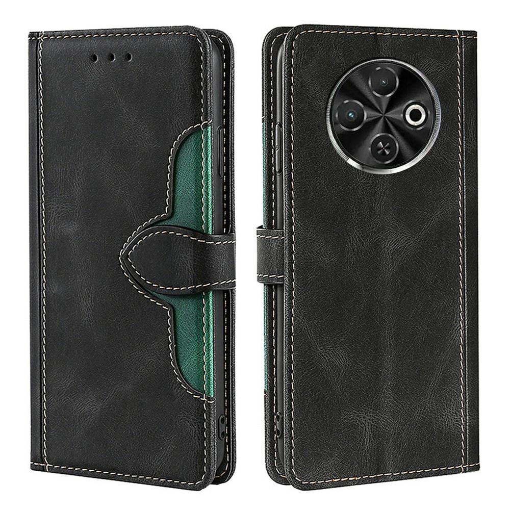 For TECNO Spark 30C 4G Case Leather Wallet Phone Cover with Straw Hat Magnetic Clasp