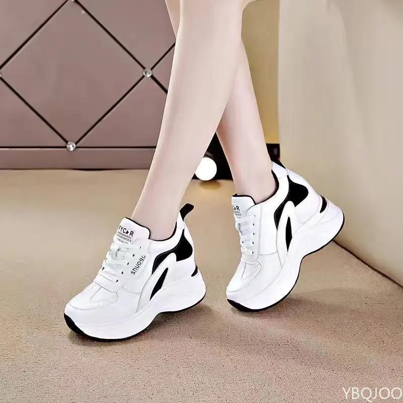 Fashion Color Blocked Interior Height Increasing Sports Women's Shoes 2025 Fashionable Thick Soled Casual Versatile Slimming Vulcanized