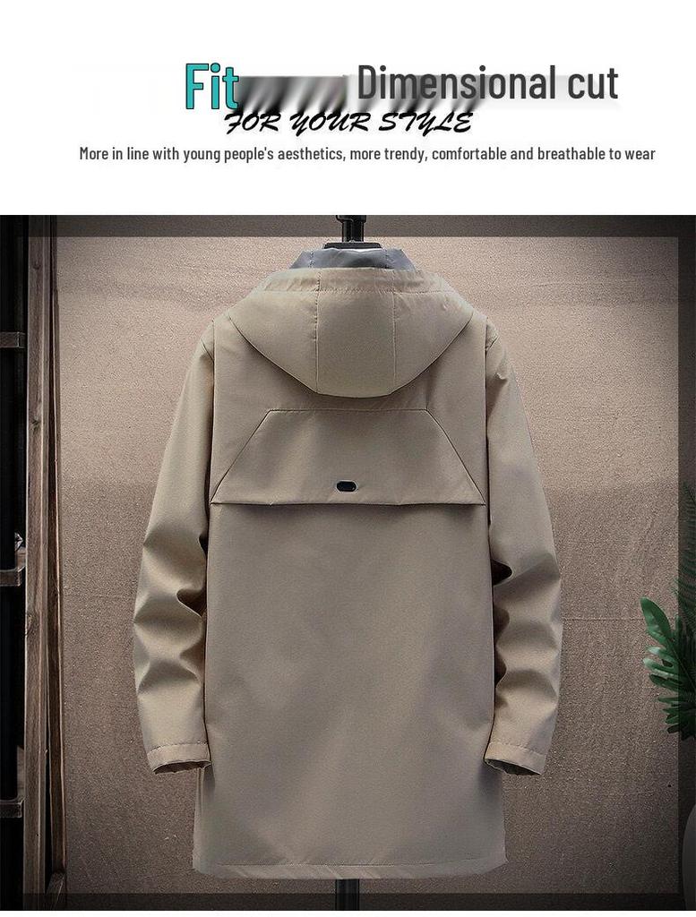 Men's Mid-Length Hooded Trench Coat - Autumn Casual Thin Design