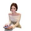 Elegant Off-White Rhinestone One-Shoulder Long Sleeve Top for Socialite Women