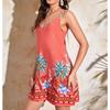 YYFS Women's Fashion Summer Spring Flower Pattern Print Sleeveless V-Neck Middle Waistline Casual Dresses