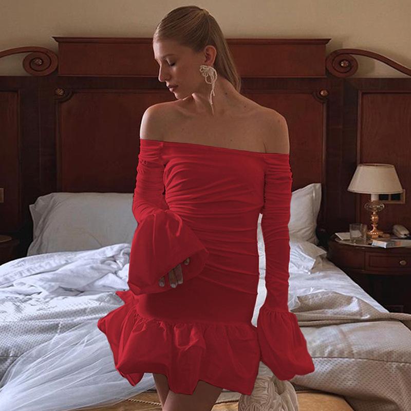 Rochie de iarnă pentru femei, dulce și proaspătă, cu o singură linie, cu guler și manșetă