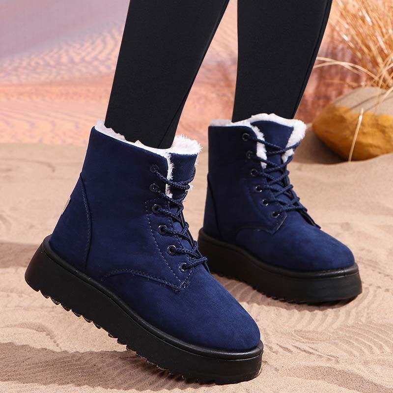 New large-size snow boots in autumn and winter, piled and thickened waterproof women's cotton shoes, women's mother shoes, thick-soled warm large-size