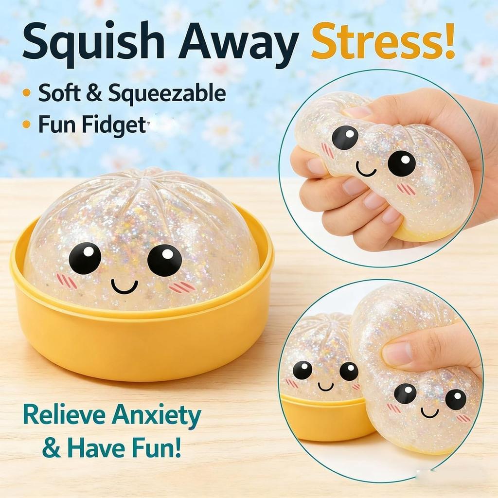 Squish-soft Dumpling Interactive Toy, Cute Design, Multicolor Random, Anti-Stress Effect, 11 cm, Kids Gift