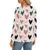 Women's Casual Round Neck Hollow,out Pullover Long Sleeve Valentine's Day Heart Print T,shirt Top