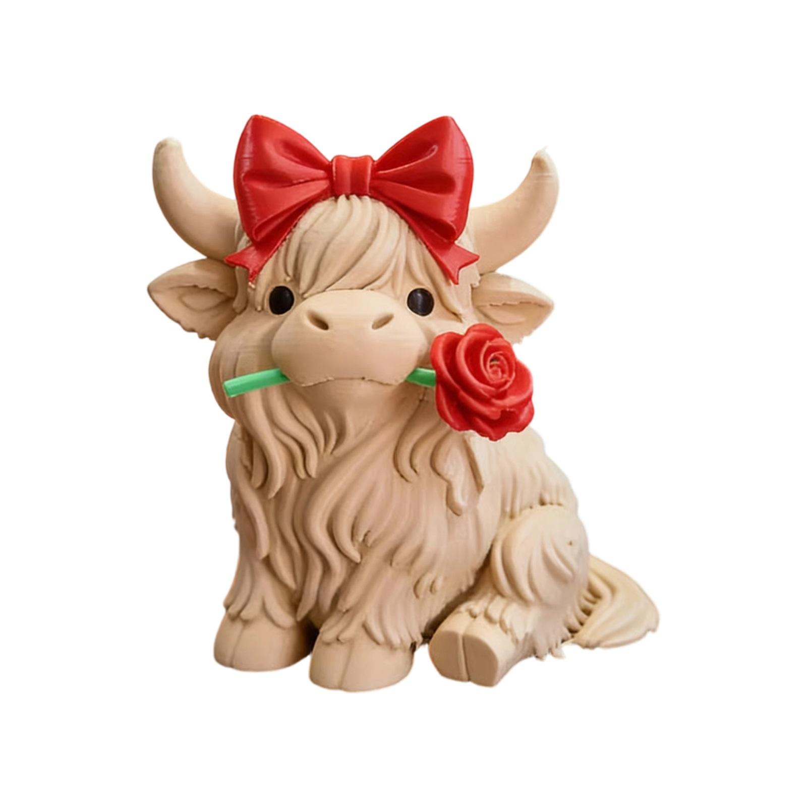 Resin Valentine s Day Cow - Handmade Decorative Sculpture, A Cute Farm Animal Figurine, Perfect For Gifting And Home Decor. One Size