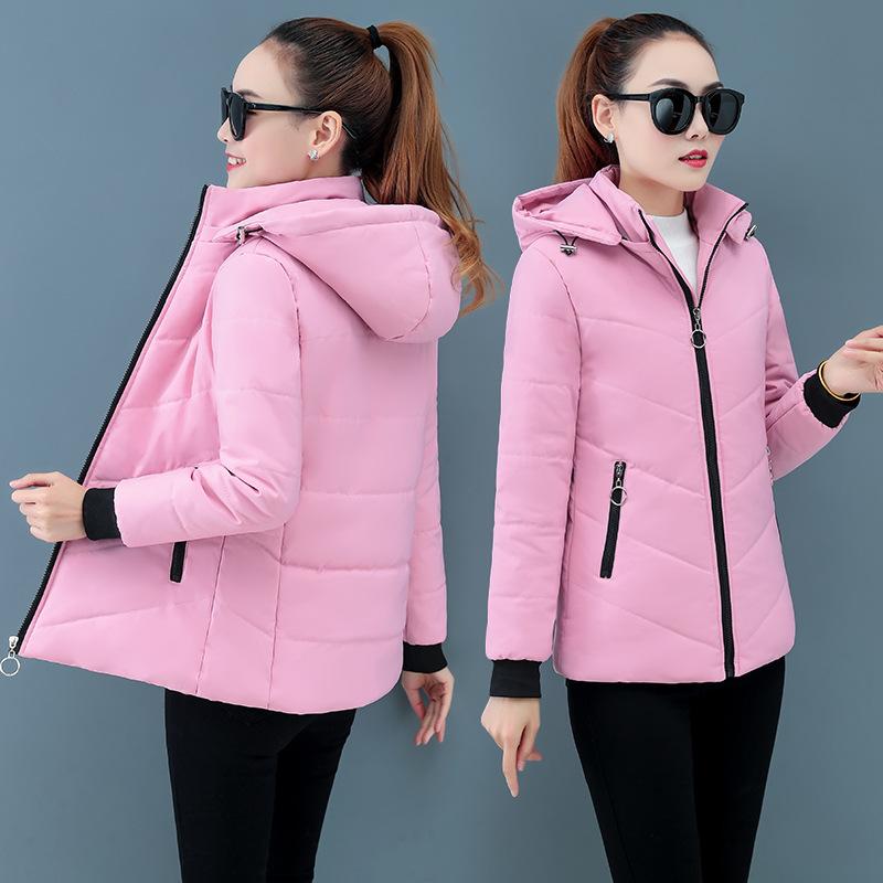 

Женское пальто с капюшоном, парка, пуховая женская куртка с хлопковой подкладкой, зимние взрывы, модное теплое хлопковое пальто, женская одежда XXXXL розовый