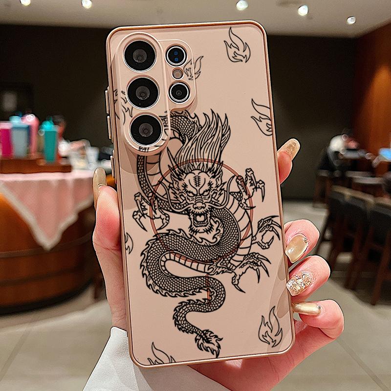 Line Rose Butterfly Floral Pattern Case For Samsung Galaxy S26 Ultra S25 Edge S24 Plus S23 FE S22 A17 A54 A55 A56 A57 5G Magnetic For Magsafe Cover