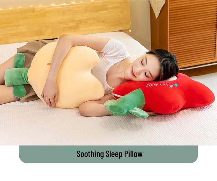 Süßes Kleines Rotes Blume Nap Kissen Kissen Puppe Plüsch Tulpe Rückenlehne Spielzeug