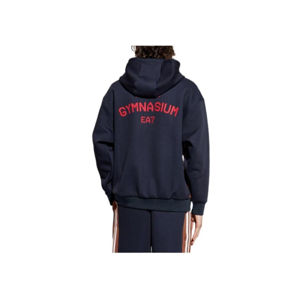 Emporio Armani Letter Zip-Up Hooded Long Sleeve Sweatshirt Men Sweatshirt Navy-Blue 7M000251-AF13538-UB102