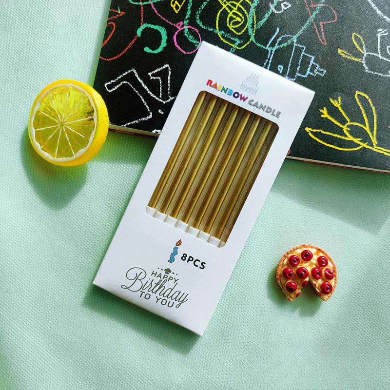 Metal Gold Silver Birthday Candles DIY Colorful Cake DecorasWedding Baby Shower Supplies Color Cake Topper