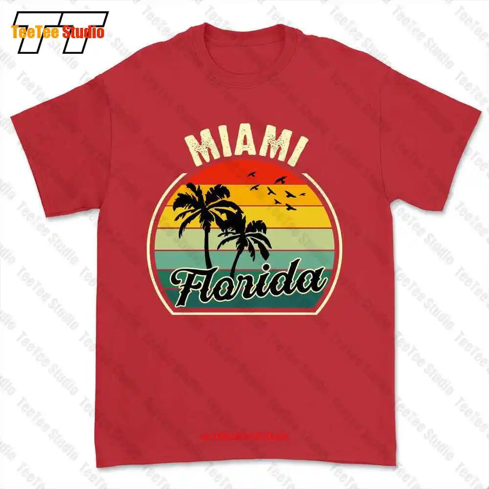 Miami Beach Florida Summer Vacation Sunset Palm Tshirt Tee 6M0Y S