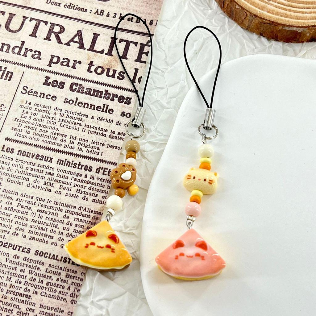 3D Cat Cake Phone Charm Resin Keychain Pendant