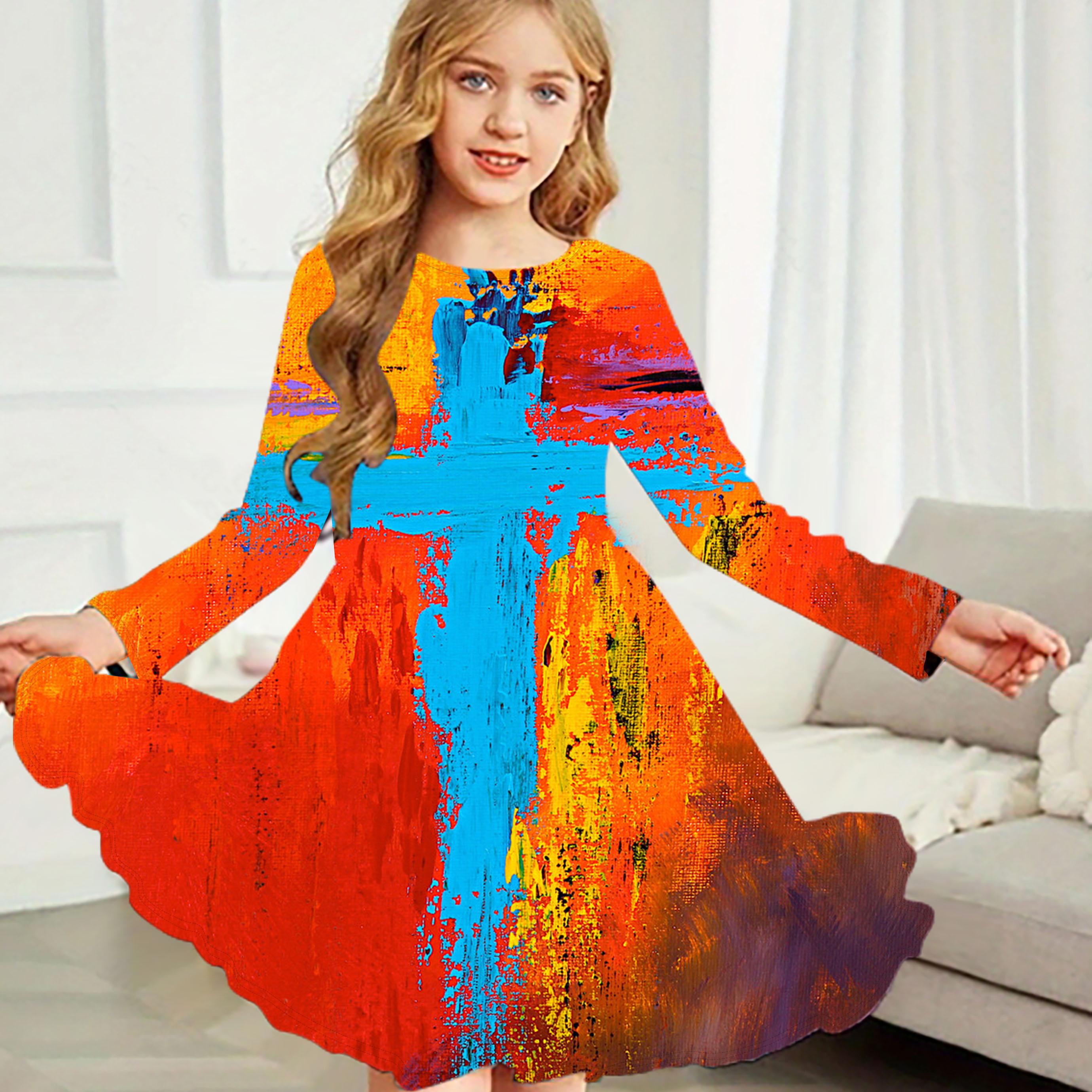 

Повседневное платье для девочек с круглым вырезом и длинными рукавами, детское платье принцессы 80 чёрный