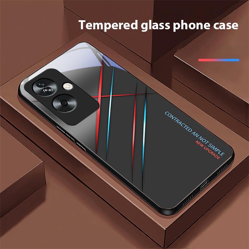 Geçişli Çatlak Kırmızı Oppo A79 5G 58 78 74 60 4G Reno 11F Realme GT 6 11 Note 50 10 C55 X2 Temperli Cam Siyah Telefon Kılıfı İçin
