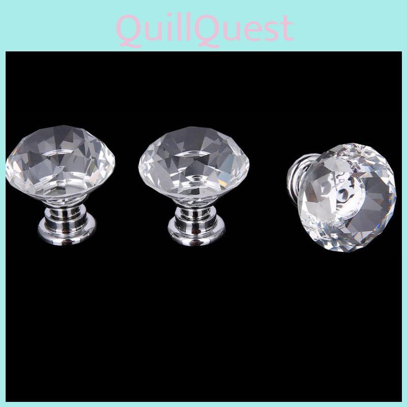 Elegant And Timeless 10pcs Crystal Glass Cabinet Knob With Diamond Shape For Drawers